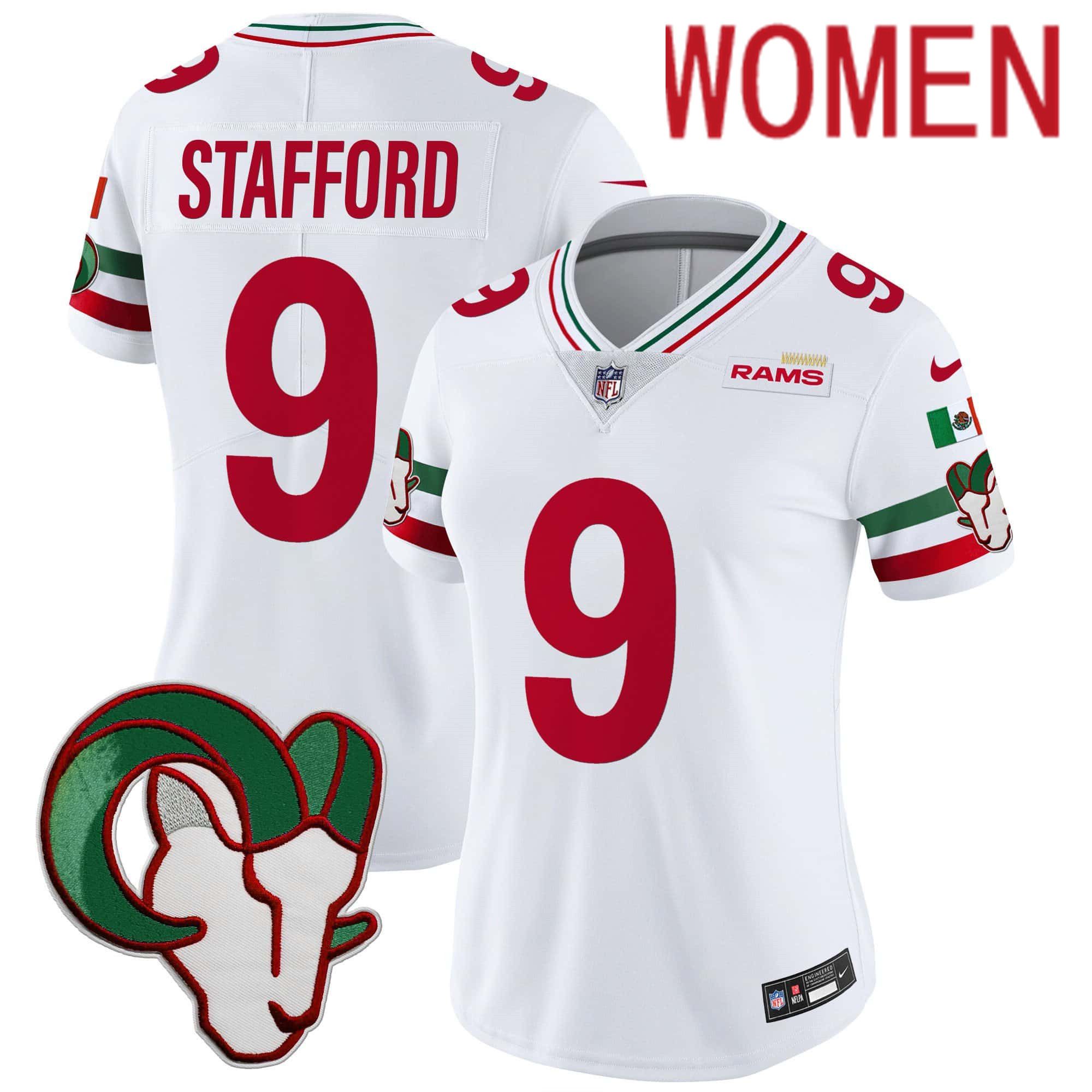 Women Los Angeles Rams #9 Stafford White 2024 Nike Mexico Vapor Limited NFL Jersey->women nfl jersey->Women Jersey